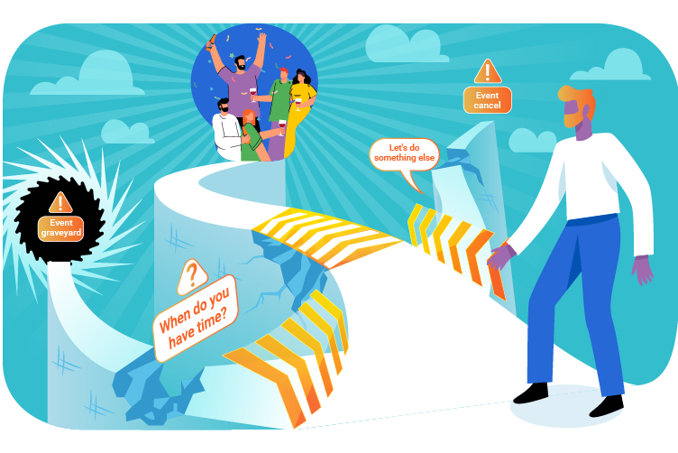 Meestory guides employees to successfully organize events by intentionally reducing choices